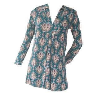 NWT Dee Elle Nordstrom Jade Green Geometric Boho Tunic Top